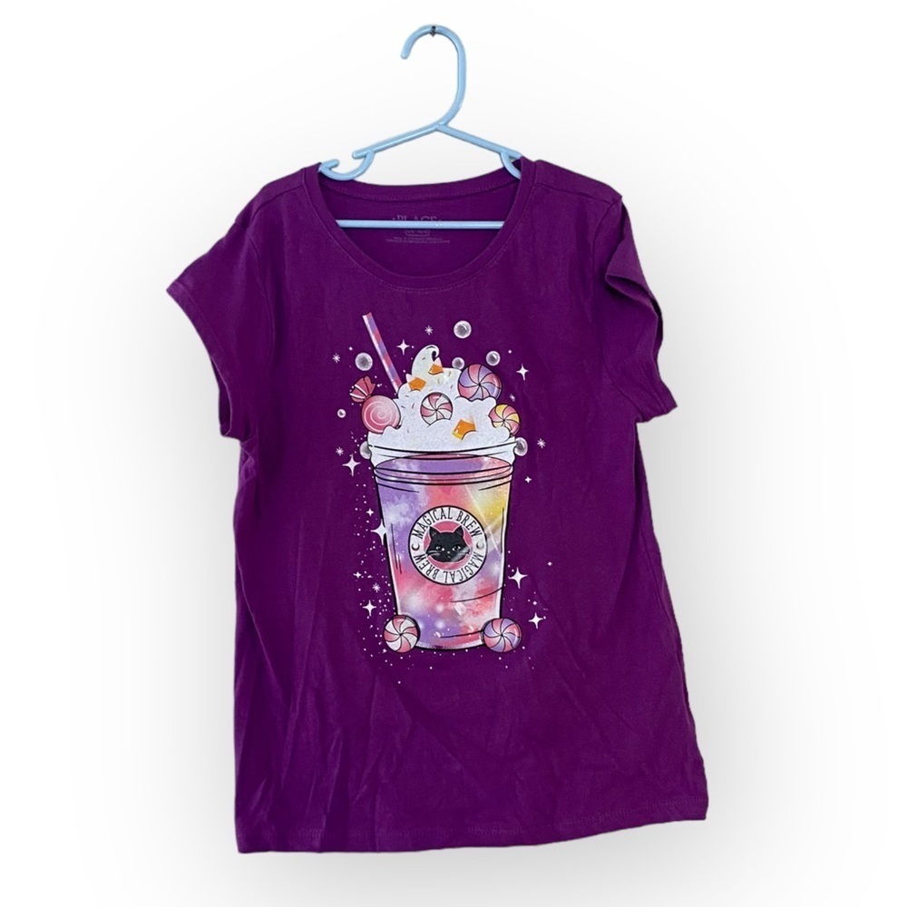 The Children’s Place Purple Halloween Graphic T Shirt Glow in the Dark NEW 10/12